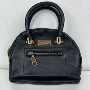 Bebe Los Angeles Womens Top Handle Gold Hardware Small Black Handbag Purse